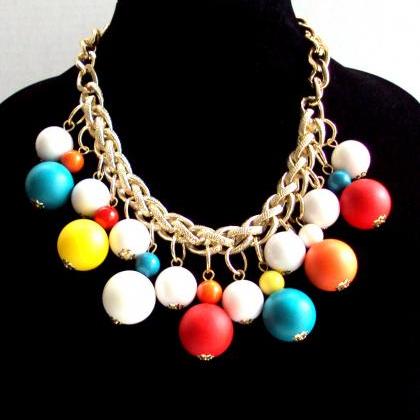 Colorful Bubble Beads Necklace, Charm Necklace..
