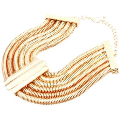 Gold Choker Necklace, Multi Layered Cocoon Chain..