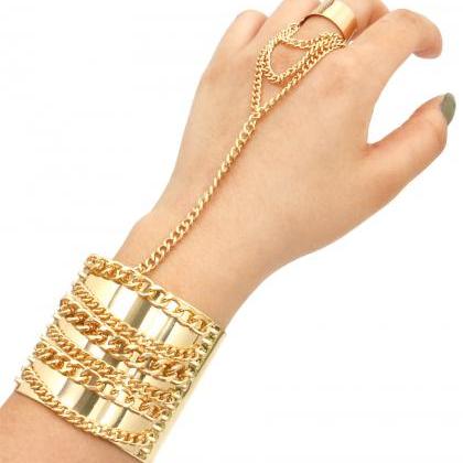 Bracelet With Rings, Gold Cuff Slave Bracelet,..