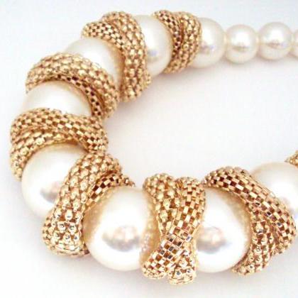 Big Pearl Statement Necklace, Big Chunky Pearl..