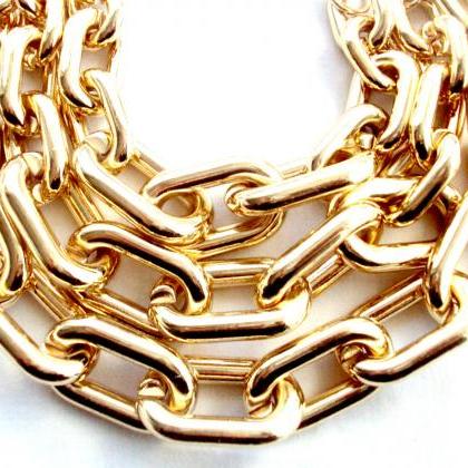 Chunky Chain Statement Necklace, Gold Chunky Link..