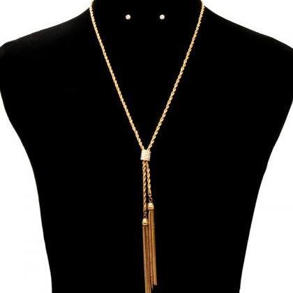 Gold Chain Tassel Necklace