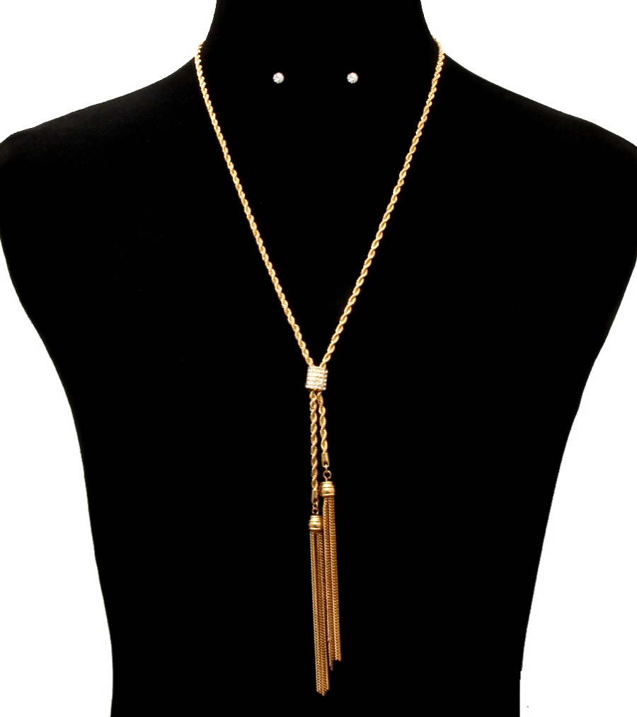 Gold Chain Tassel Necklace