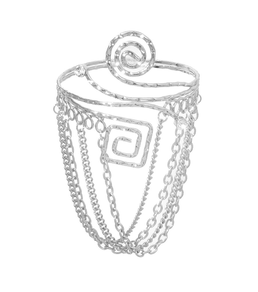 Silver Spiral Arm Cuff Bracelet, Arm Cuff Bracelet With Chains, Arm Cuff Jewelry, Upper Arms Cuff Bracelet